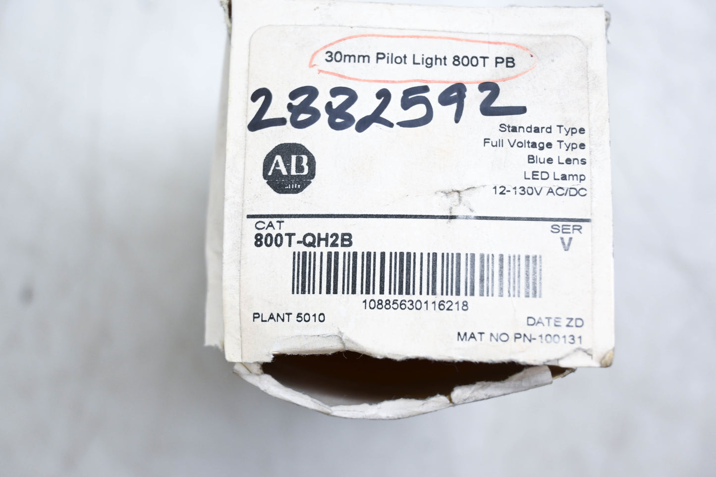 Allen-Bradley 800T-QH2B 30mm Blue Pilot Light NOS