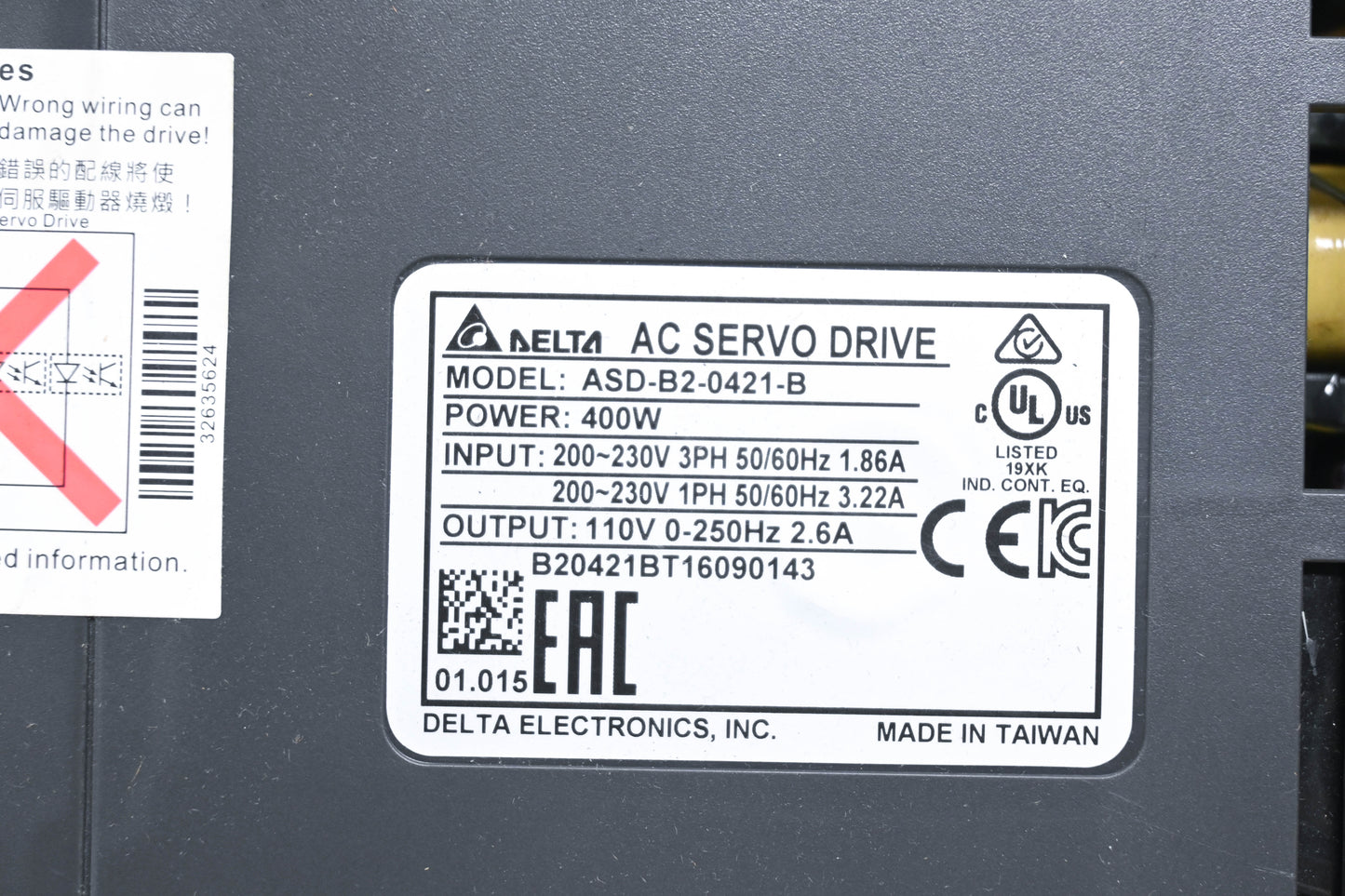 Delta ASD-B2-0421-B AC Servo Drive NOS