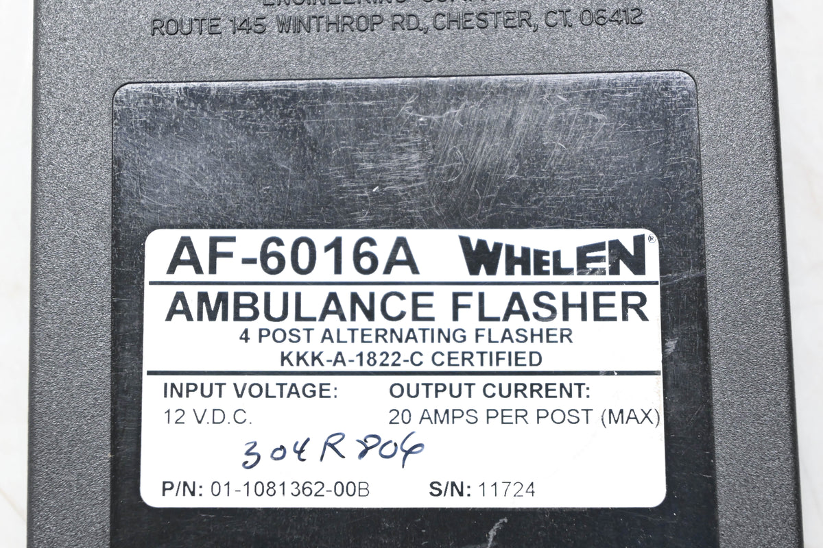 Whelen AF-6016A, 01-1081362-00B Ambulance Flasher