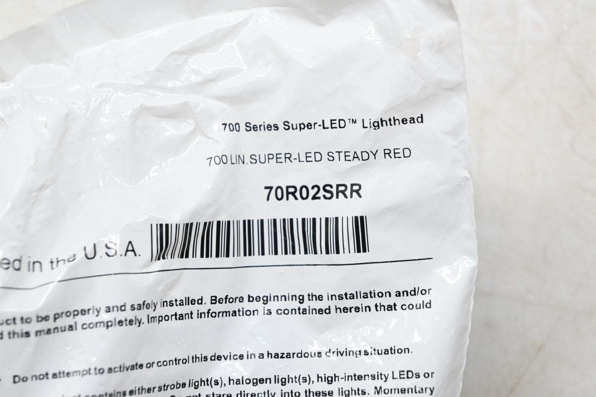 Whelen 70R02SRR 700 Series Linear Super LED Steady Red NOS