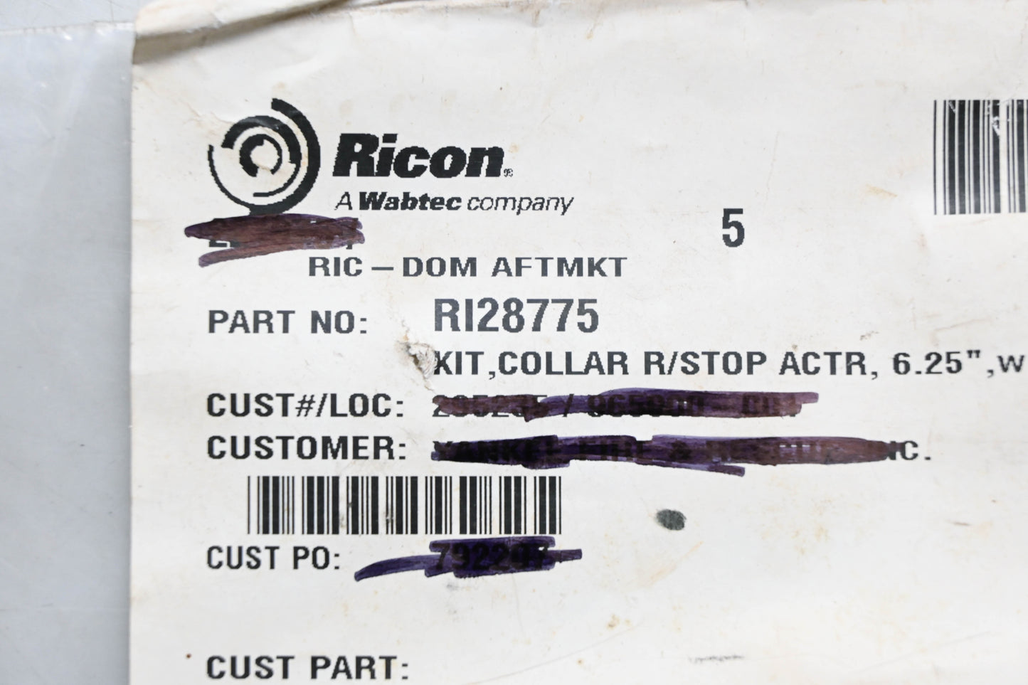 Ricon 28775 Reverse Stop Actuator Kit NOS