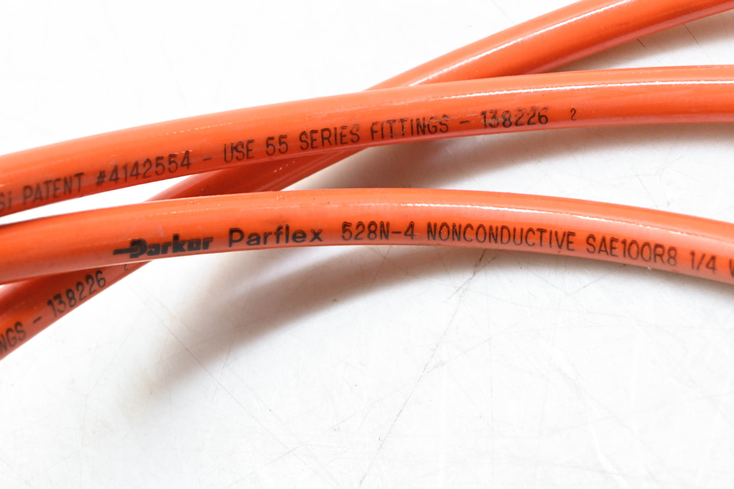 Parker 528N-4 10' Orange Parflex 1/4" MPT Non-Conductive Hydraulic Hose