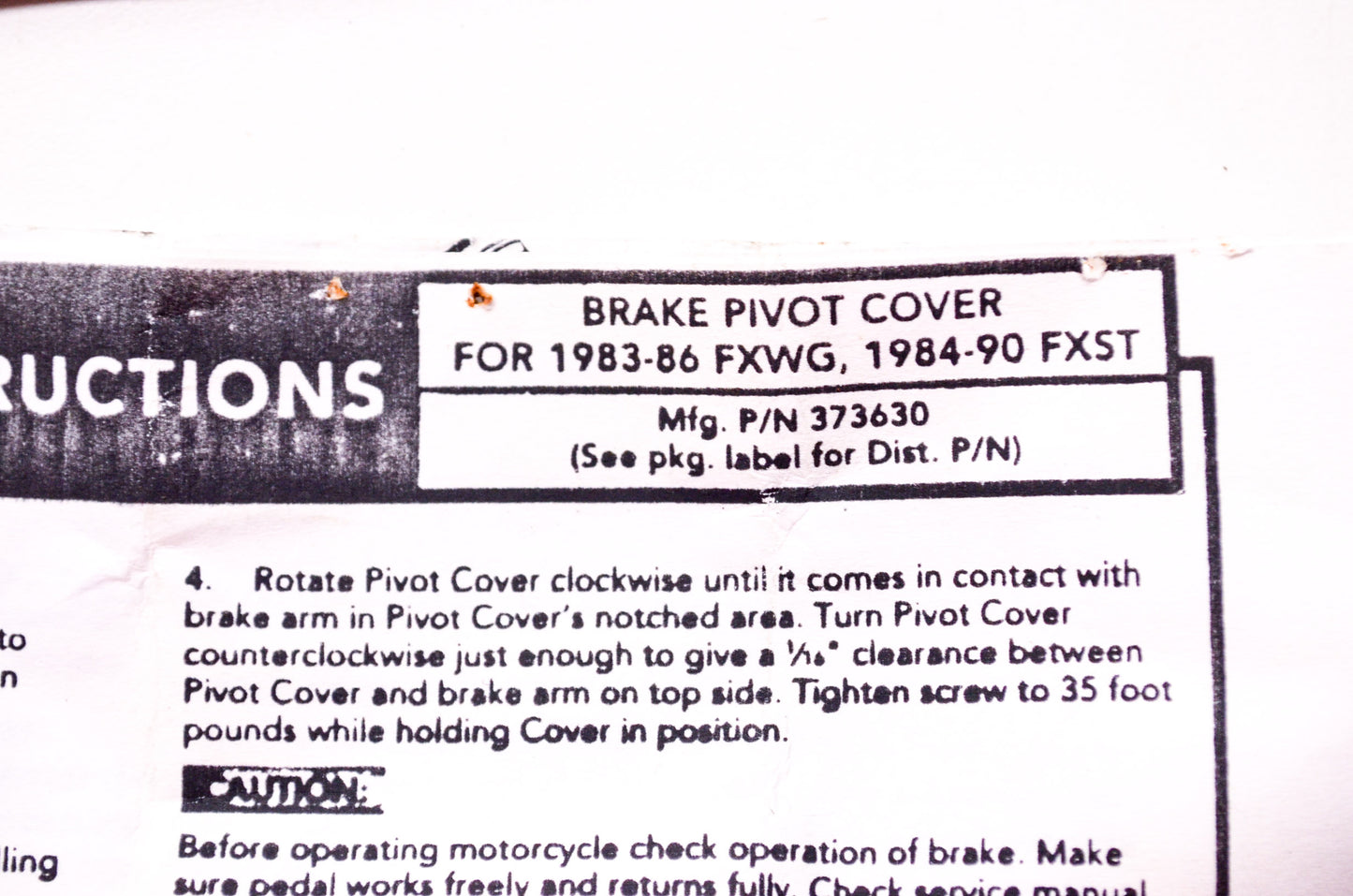 Drag Specialties 373630 Brake Pivot Cover Kit Harley Davidson FXWG FXST NOS