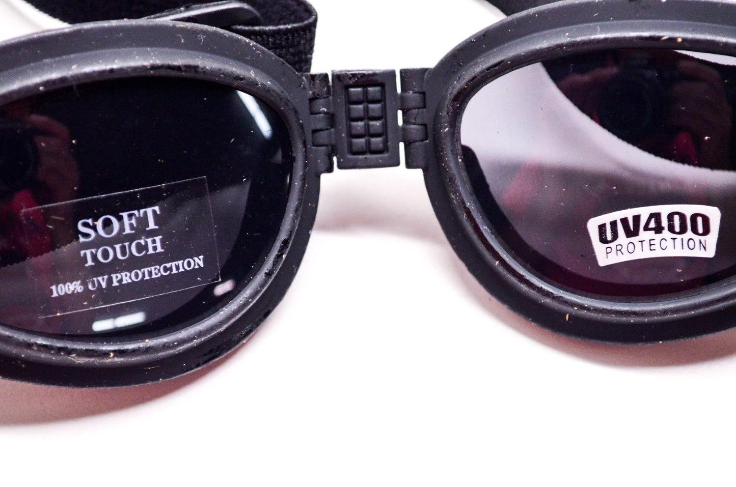 New Black Motorcycle Riding Goggles Tinted Lens Soft Touch UV400 Protection NOS