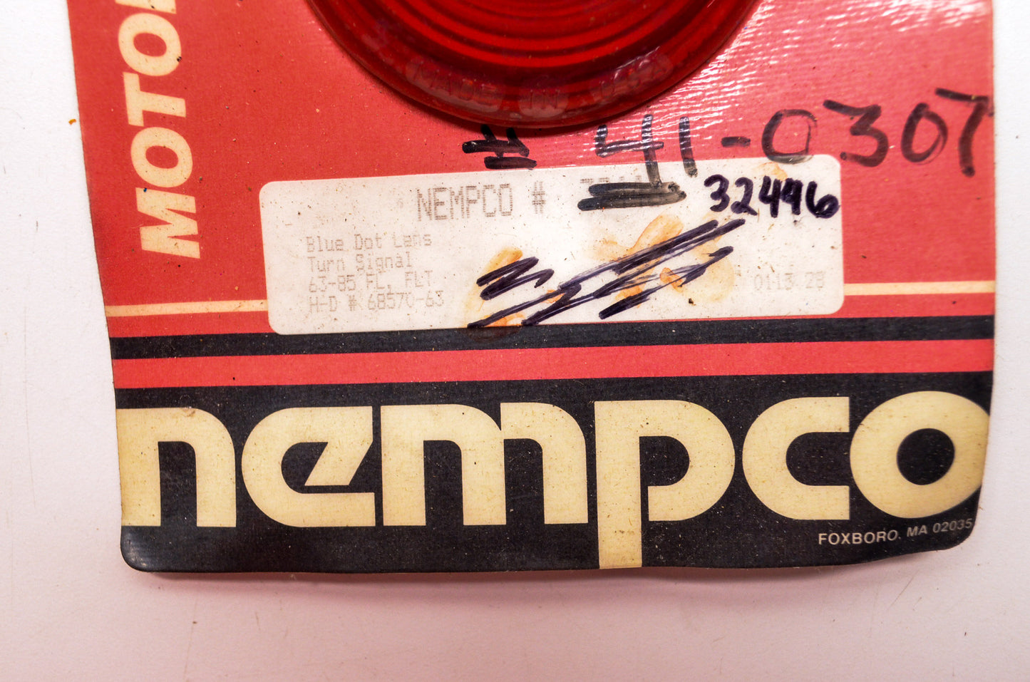 New Nempco Red w/ Blue Dot Turn Signal Lens Harley Davidson FL FLT 63-85 NOS