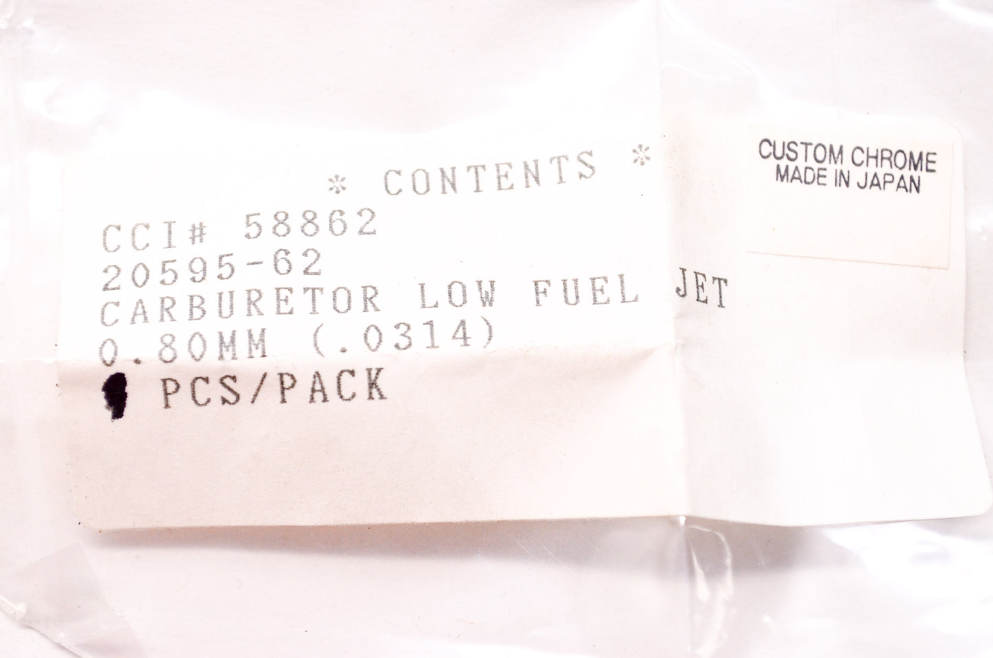 New Custom Chrome Carburetor Low Fuel Jet 0.80mm (.0314) Harley Davidson NOS