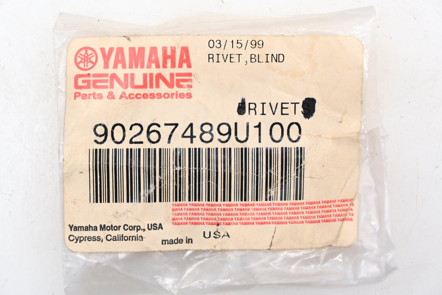 New OEM Yamaha 90267-489U1-00 Blind Rivet NOS