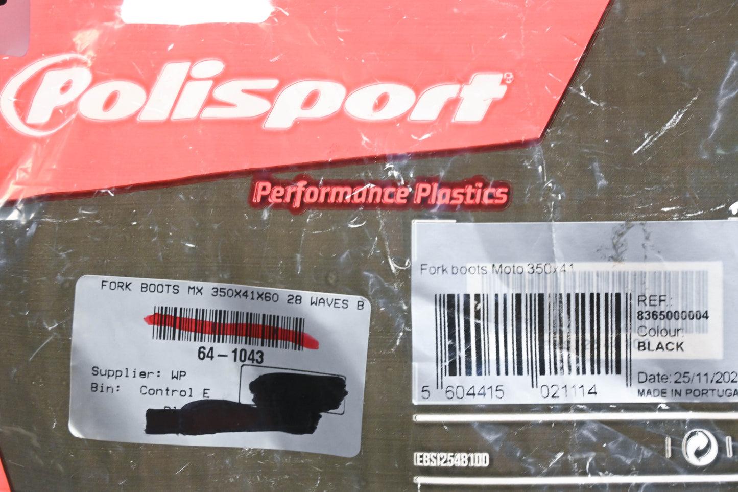 Polisport 8365000004, 64-1043 Black Front Fork Boot Kit NOS