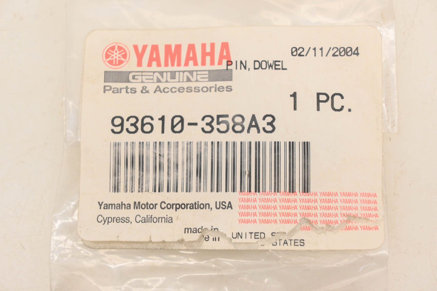 New OEM Yamaha 93610-358A3-00 Dowel Pin NOS