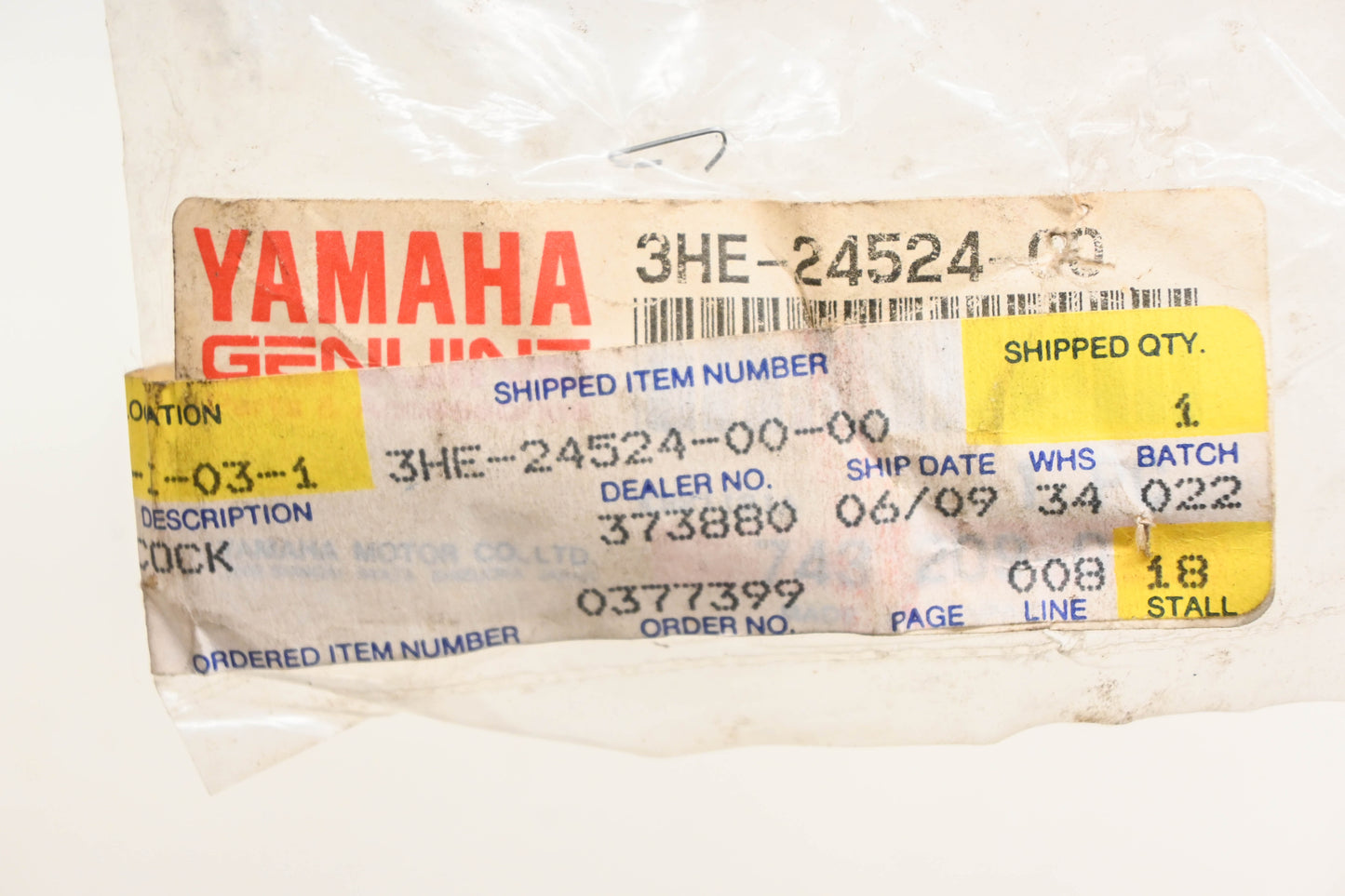 New OEM Yamaha 3HE-24524-00-00 Petcock Valve Lever NOS