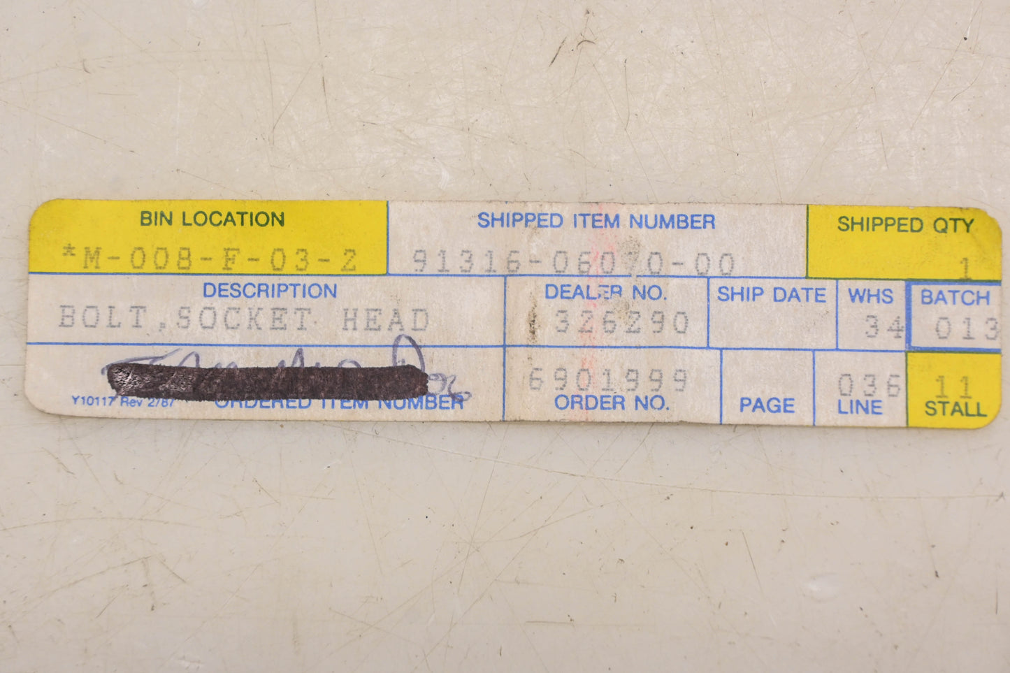New OEM Yamaha 91316-06070-00 Socket Head Bolt NOS