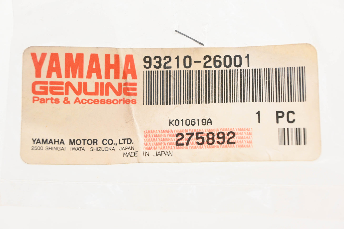 New OEM Yamaha 93210-26001-00 O Ring NOS