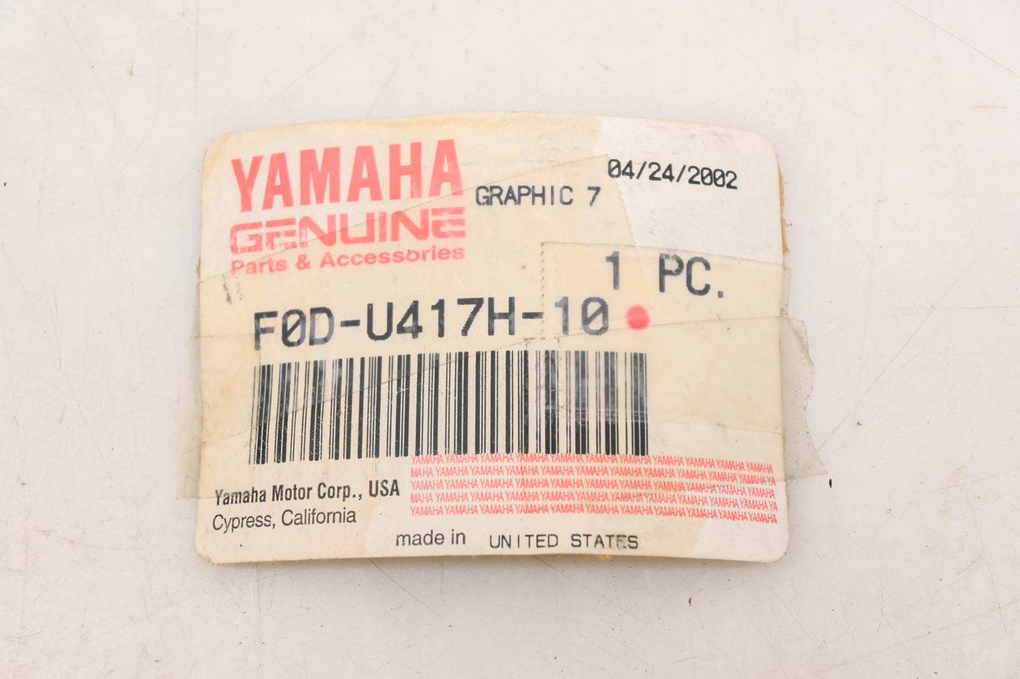 New OEM Yamaha F0D-U417H-10-00 XL1200 Limited Graphic #7 Decal NOS