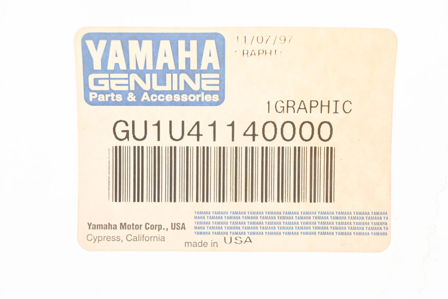 New OEM Yamaha GU1-U4114-00-00 Emblem Decal NOS