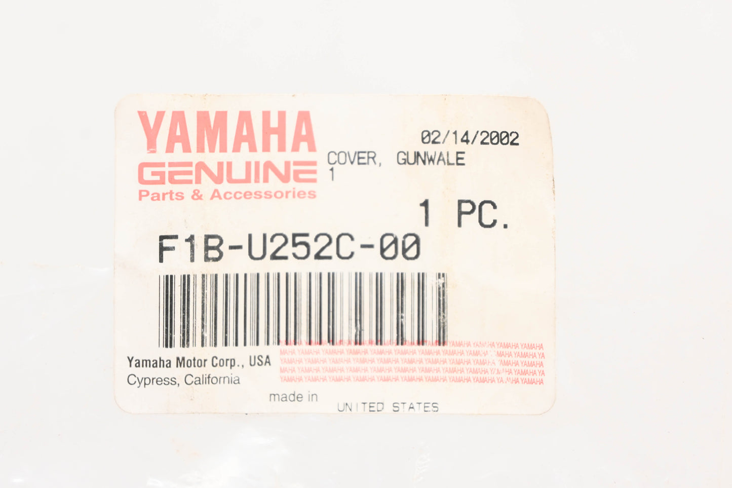 New OEM Yamaha F1B-U252C-00-00 Rear Bumper Gunwale NOS