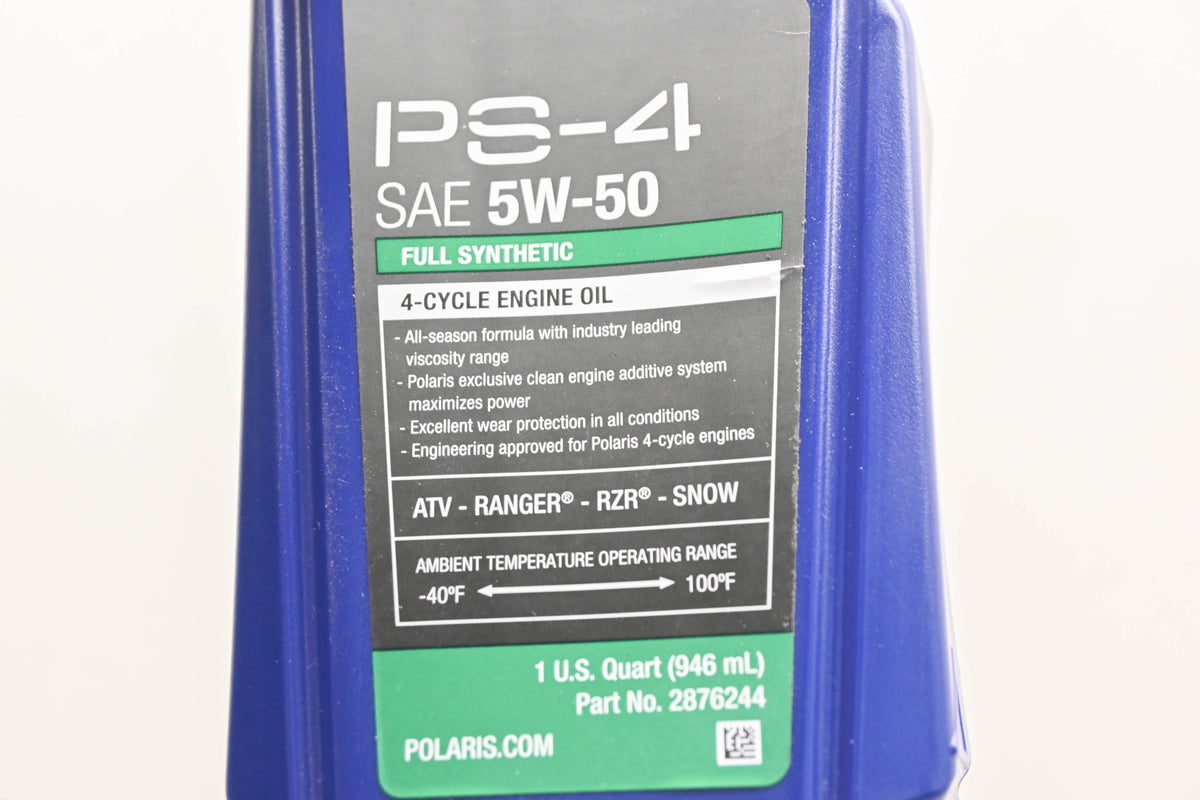 New OEM Polaris 2876244 PS-4 SAE 5W-40 Synthetic Oil 1-Quart NOS