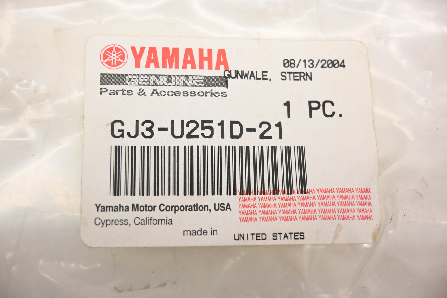 New OEM Yamaha GJ3-U251D-21-00 Left Gunwale Stern NOS