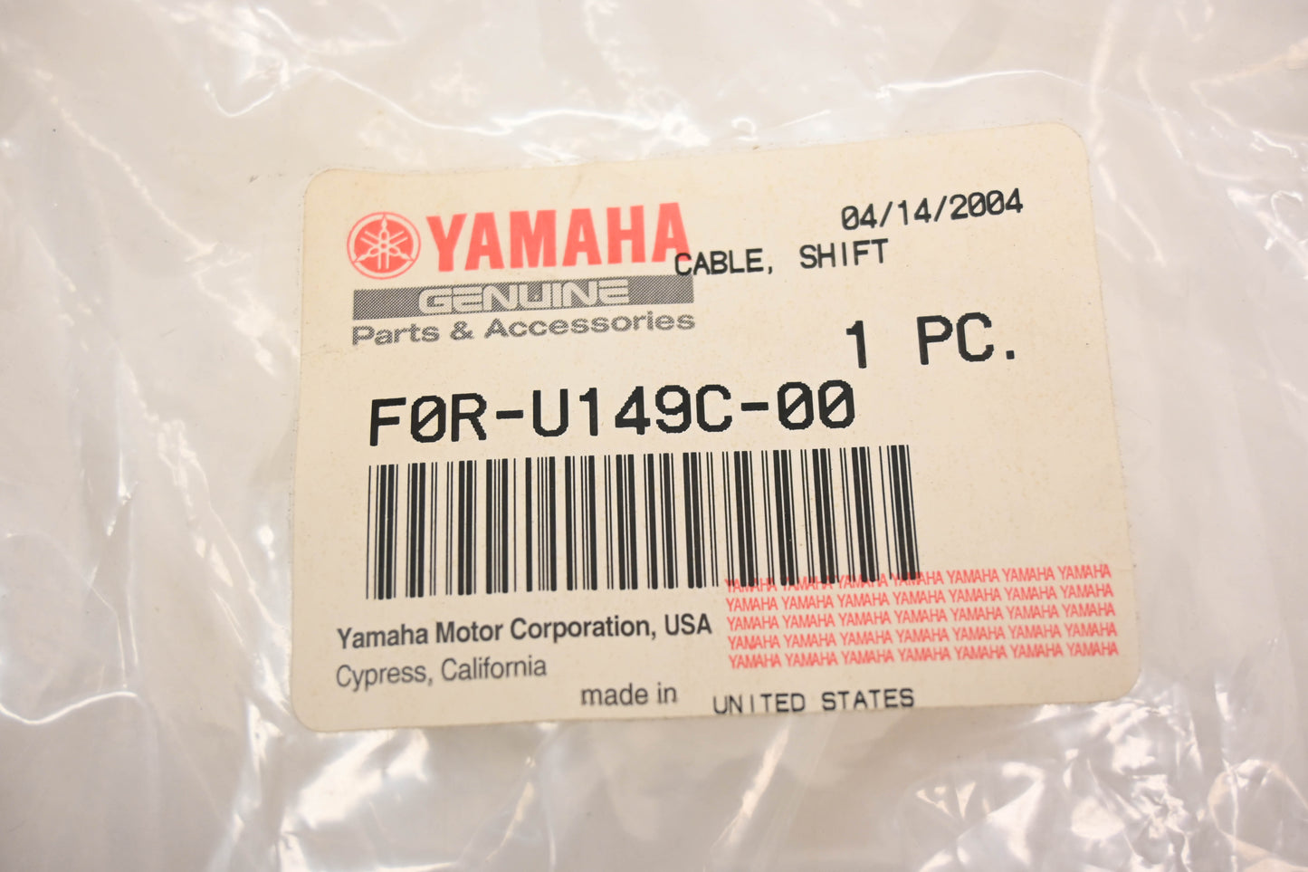 New OEM Yamaha F0R-U149C-00-00 Shift Cable NOS