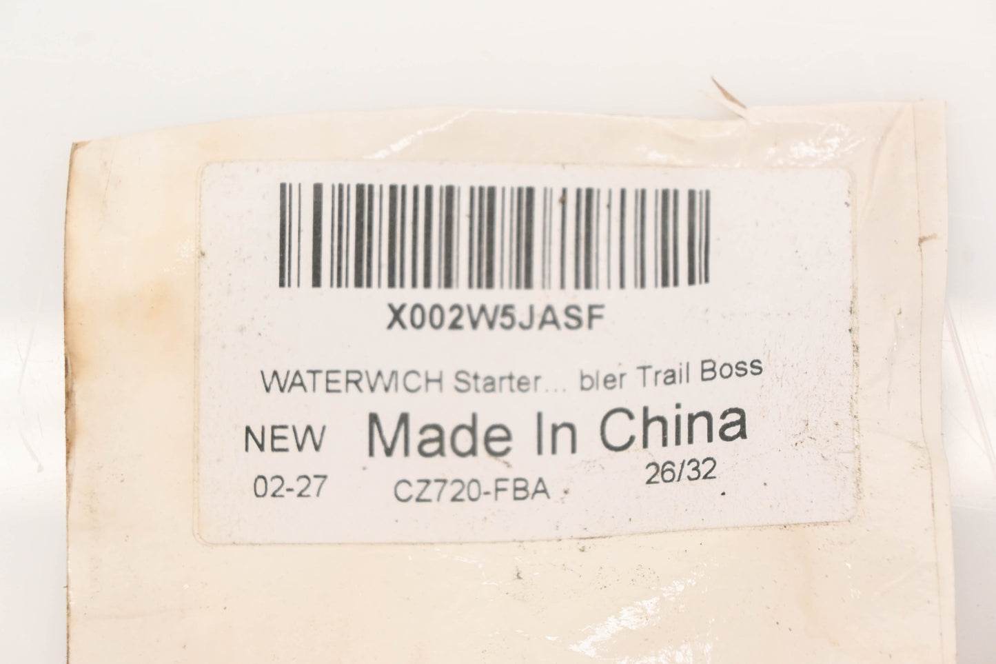 Waterwich CZ720-FBA, X002W5JASF Starter Motor & Gear Kit NOS