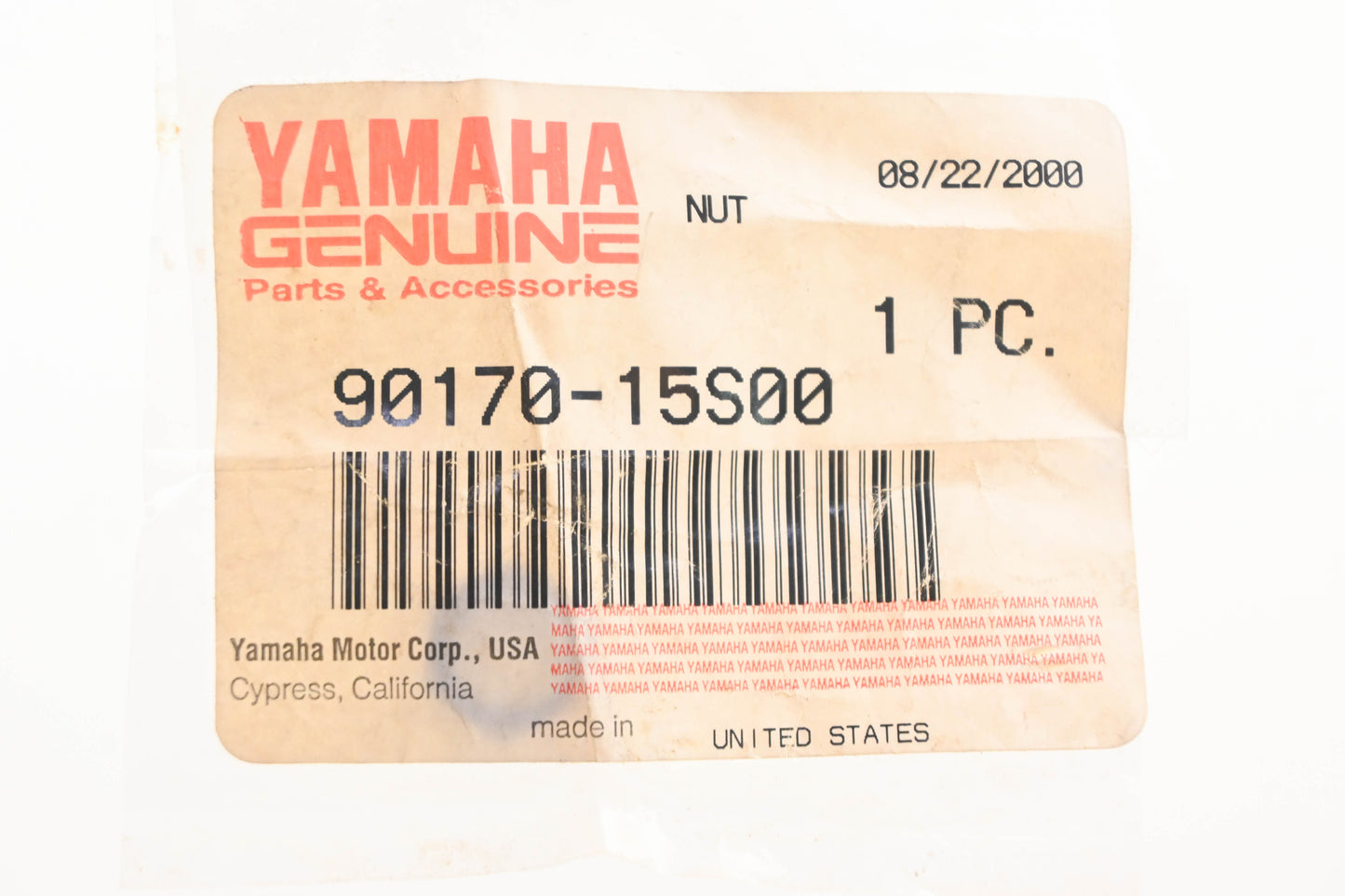 New OEM Yamaha 90170-15S00-00 Nut NOS
