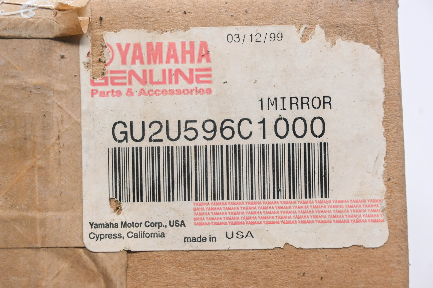 New OEM Yamaha GU2-U596C-10-00 Right Side Mirror Assembly NOS