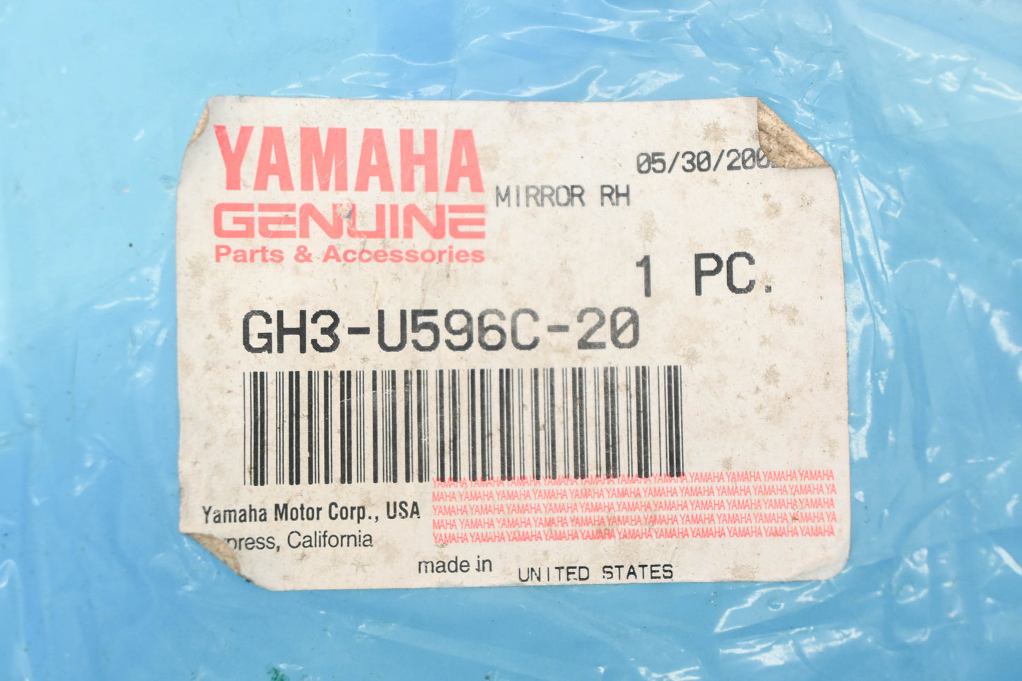 New OEM Yamaha GH3-U596C-20-00 Turquoise Righthand Side Mirror Assembly NOS