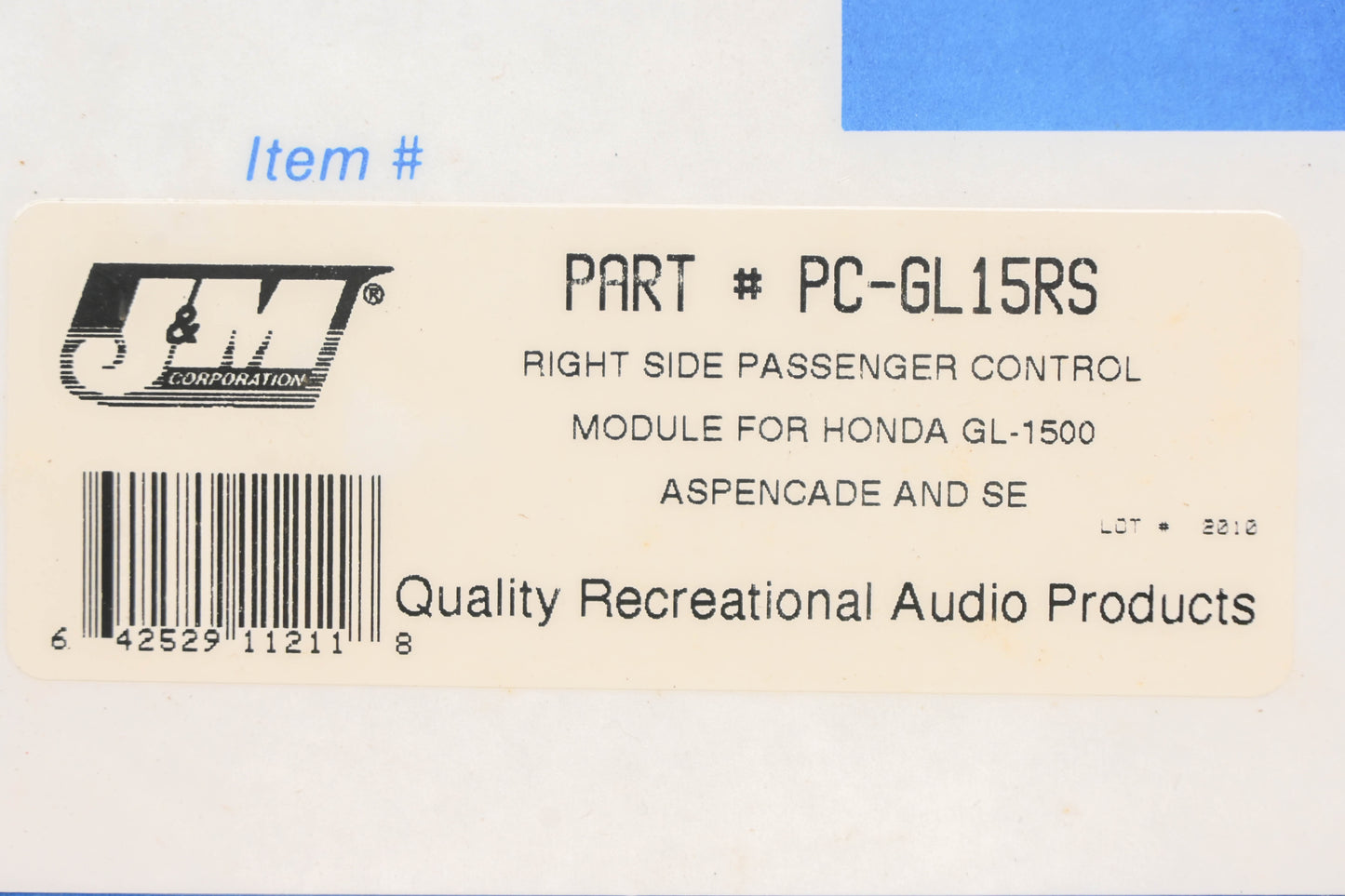 J&M Corporation PC-GL15RS Honda GL1500 Righthand Passenger Control Module Kit NOS