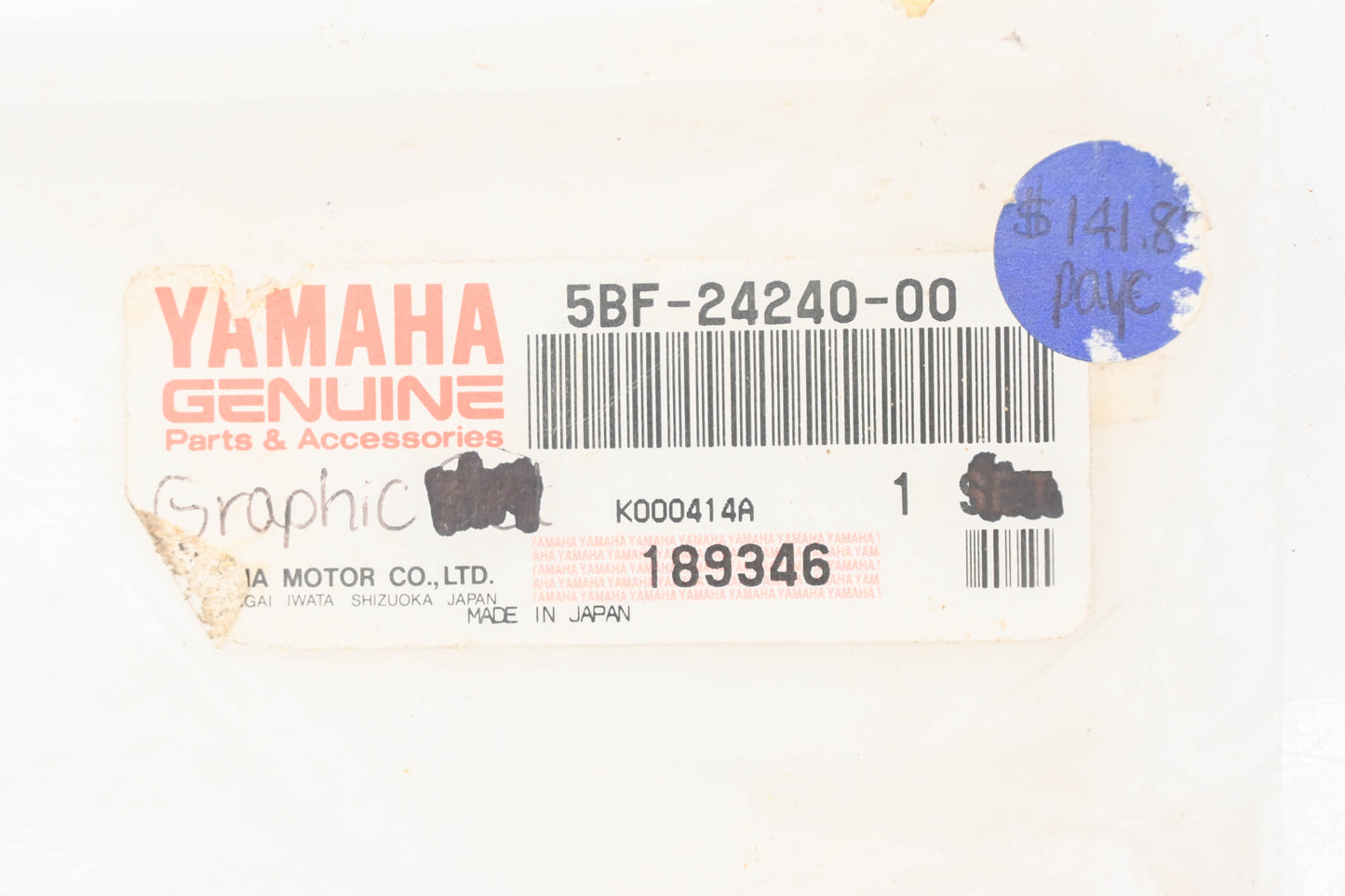 New OEM Yamaha 5BF-24240-00-00 WR450F Fuel Tank Graphic Decal Kit NOS