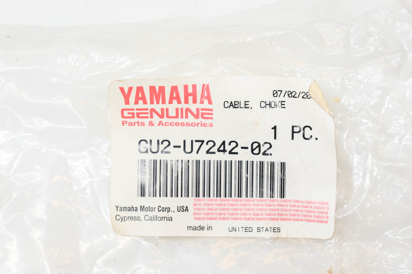 New OEM Yamaha GU2-U7242-02-00 Choke Cable NOS