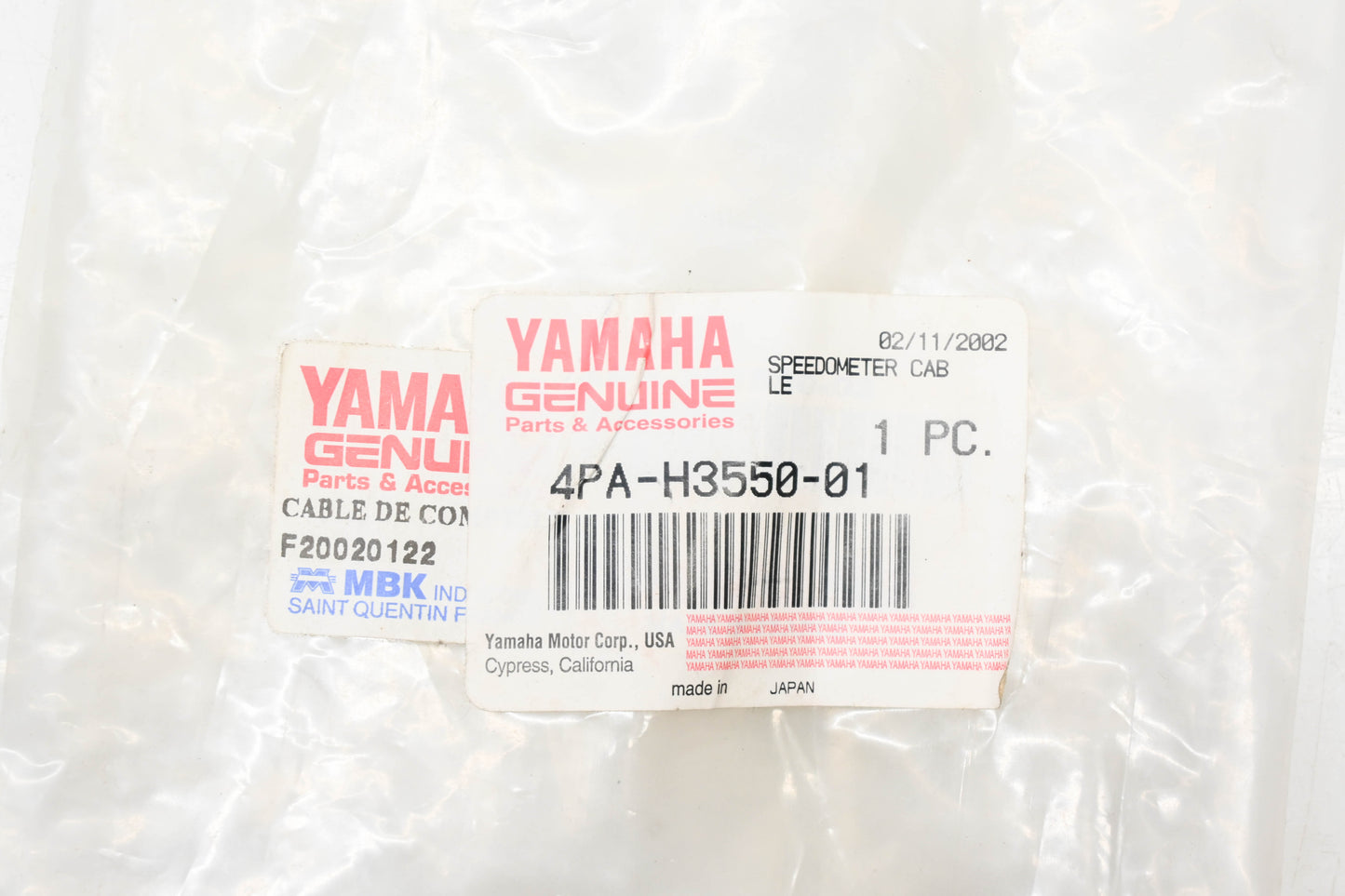 New OEM Yamaha 4PA-H3550-01-00 Speedometer Cable NOS