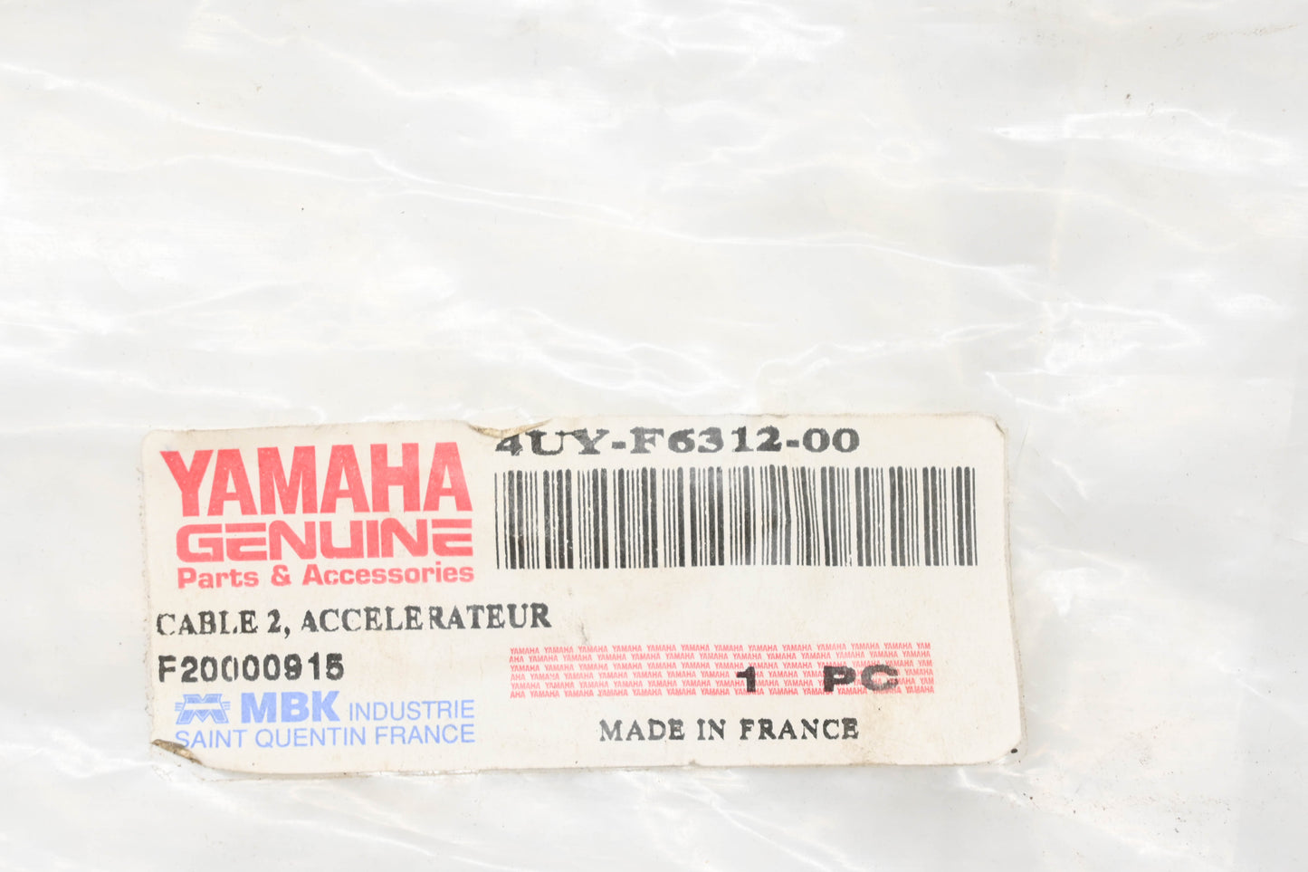 New OEM Yamaha 4UY-F6312-00-00 Throttle Cable NOS