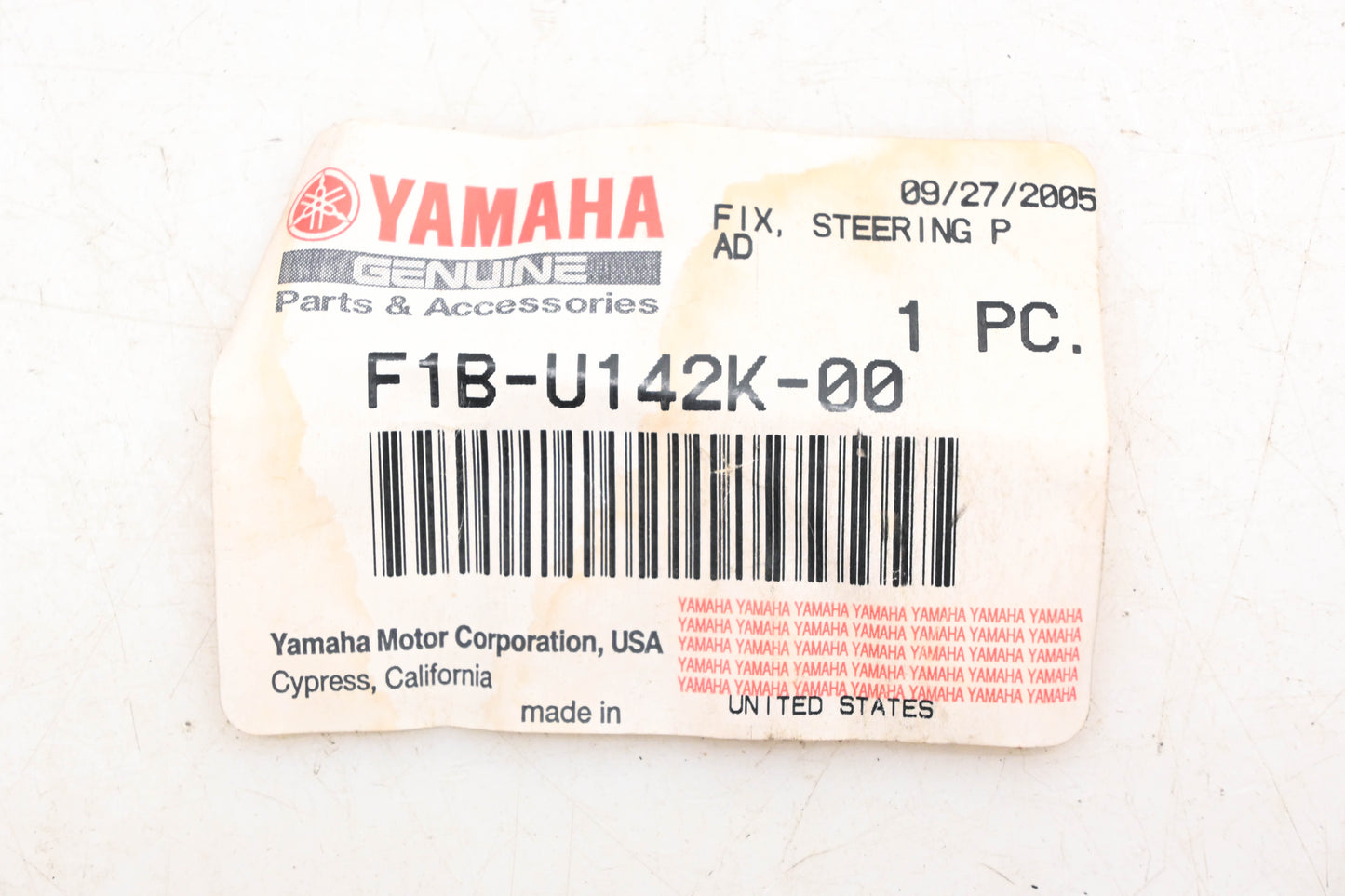 New OEM Yamaha F1B-U142K-00-00 Black Steering Pad Fix NOS