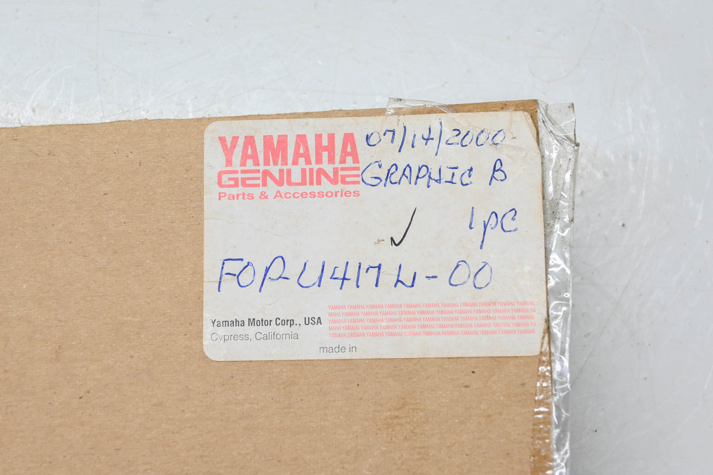 New OEM Yamaha F0P-U417L-00-00 Graphic B NOS