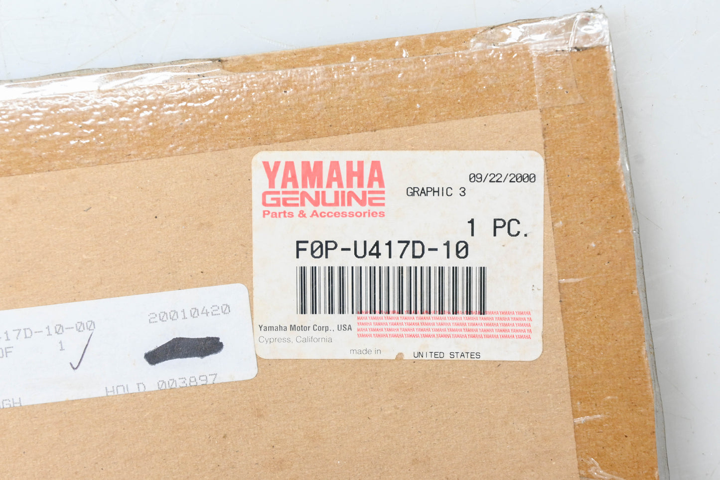 New OEM Yamaha F0P-U417D-10-00 Wave Runner Graphic Decal NOS