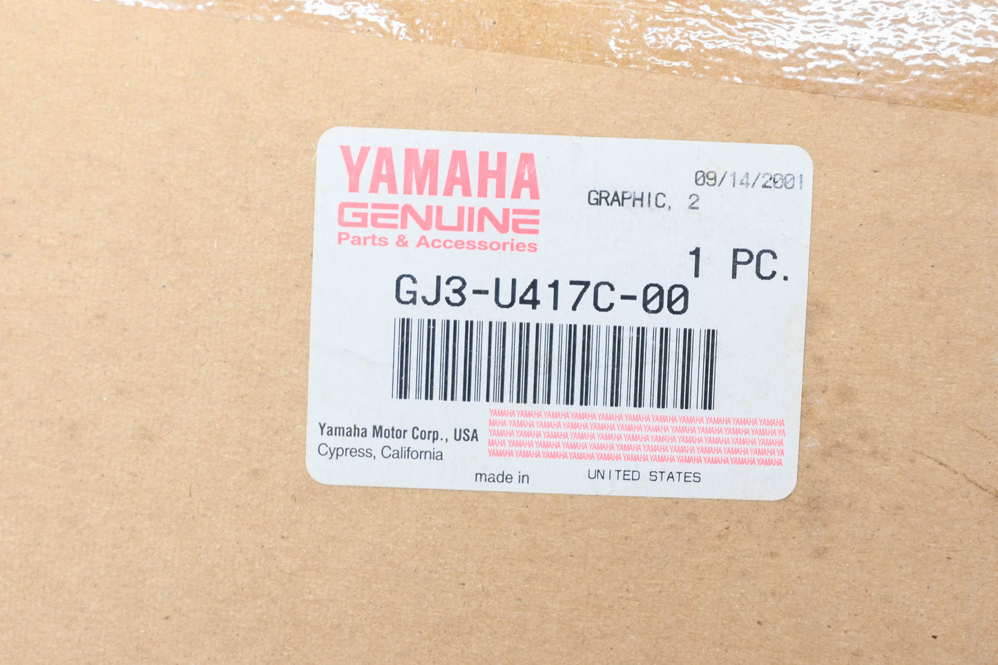 New OEM Yamaha GJ3-U417C-00-00 Wave Venture Graphic Decal NOS