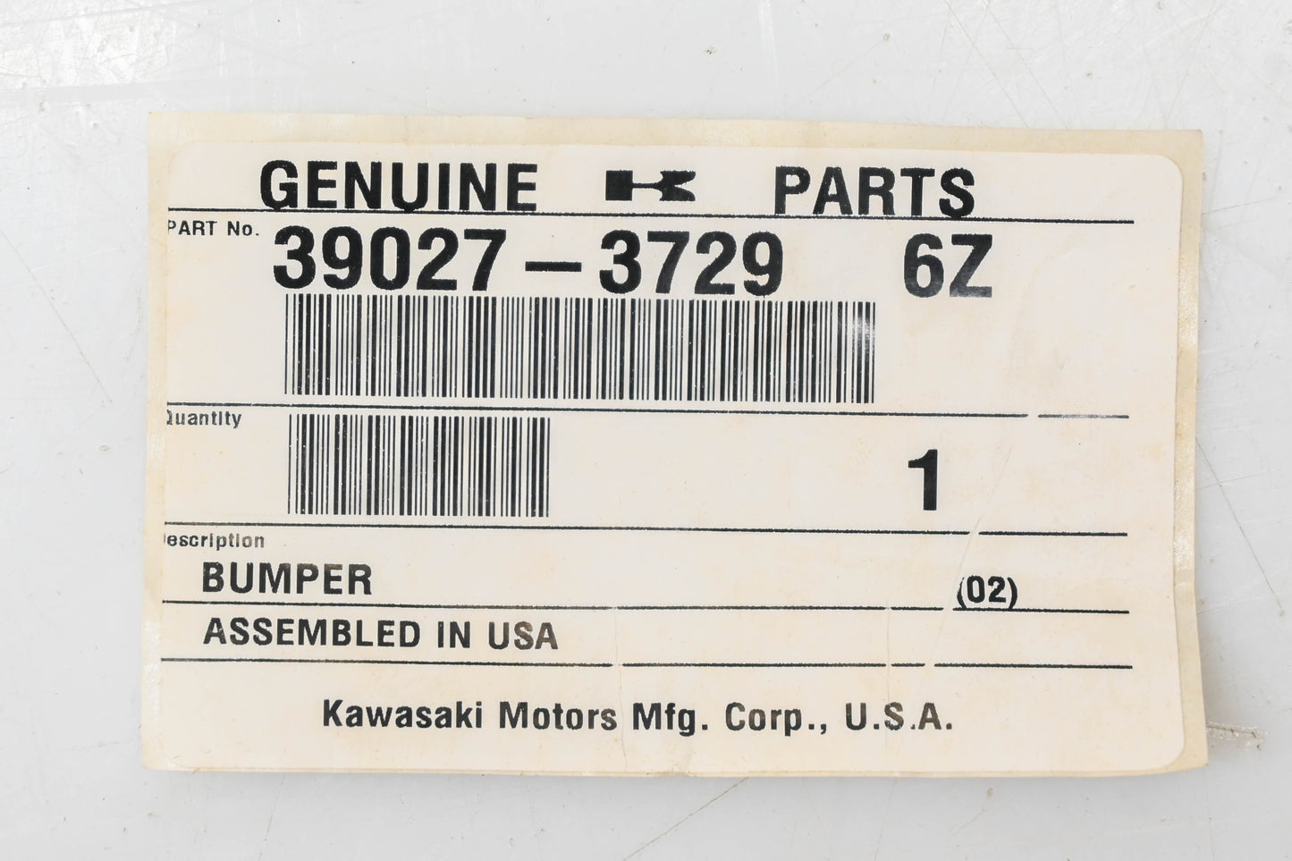 New OEM Kawasaki 39027-3729-6Z Front Bumper NOS