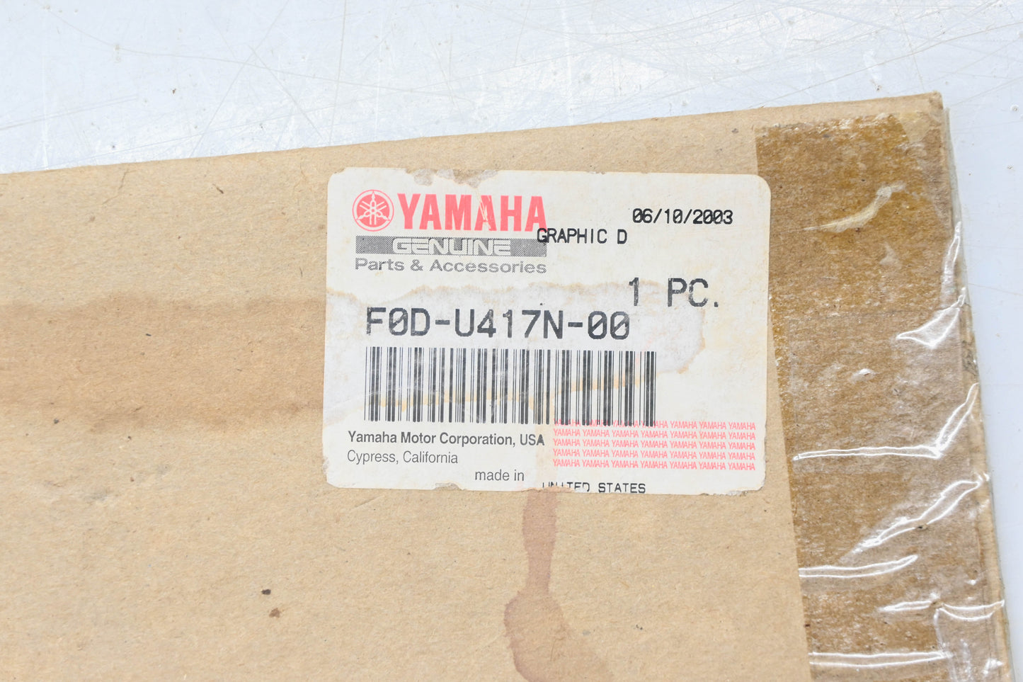 New OEM Yamaha F0D-U417N-00-00 XL Limited Graphic D Decal NOS