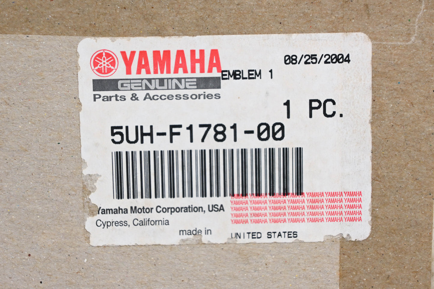 New OEM Yamaha 5UH-F1781-00-00 Red Bruin 350 Emblem Decal NOS