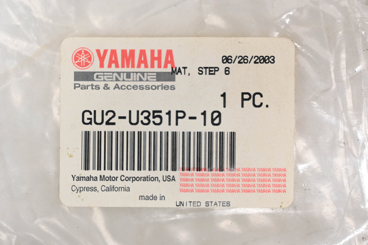New OEM Yamaha GU2-U351P-10-00 Step Mat #6 NOS