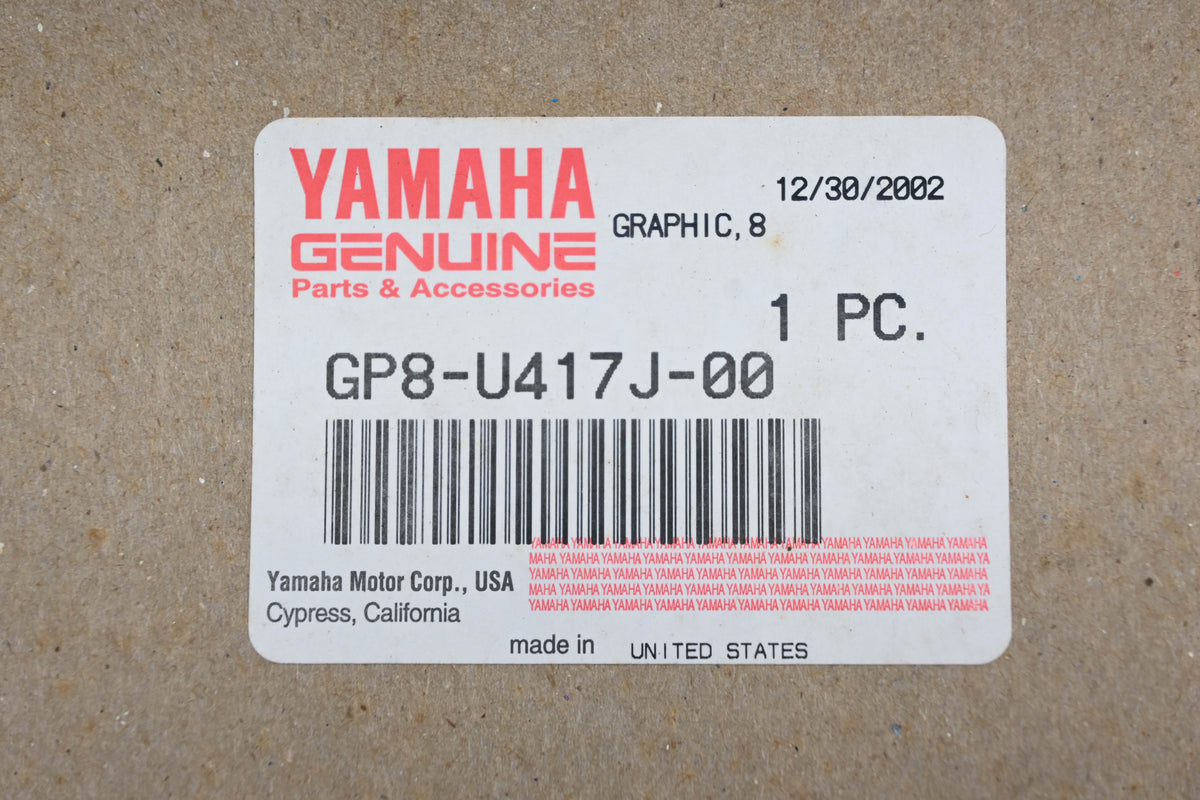 New OEM Yamaha GP8-U417J-00-00 Waverunner Graphic #8 Decal NOS