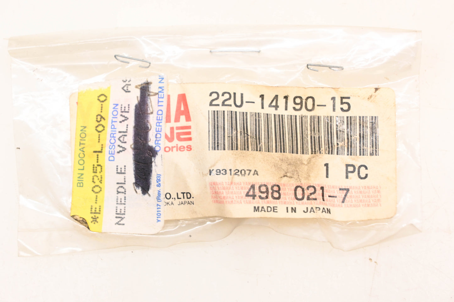 New OEM Yamaha 22U-14190-15-00 Carburetor Needle Valve Assembly NOS