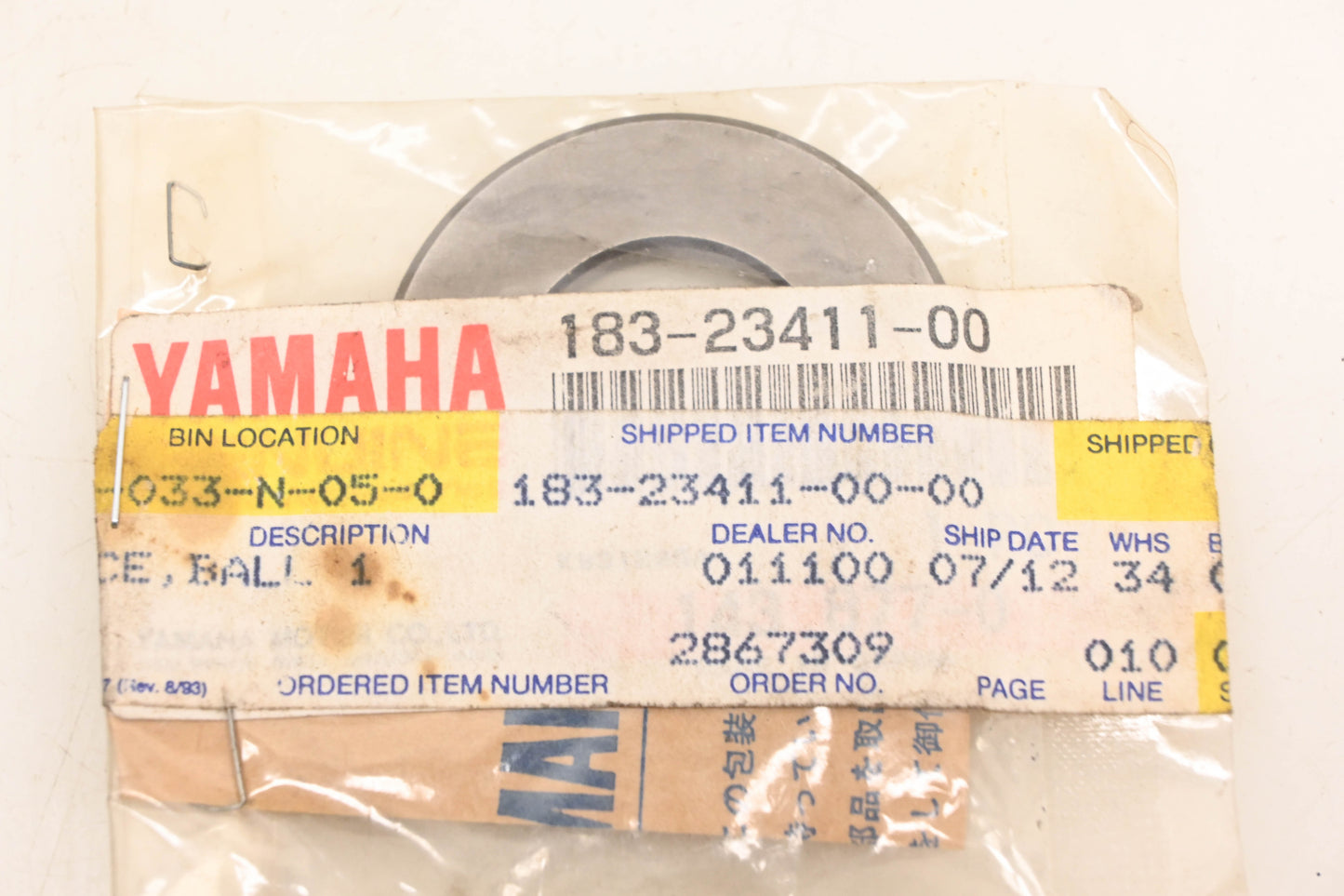 New OEM Yamaha 183-23411-00-00 Bearing Ball Race NOS