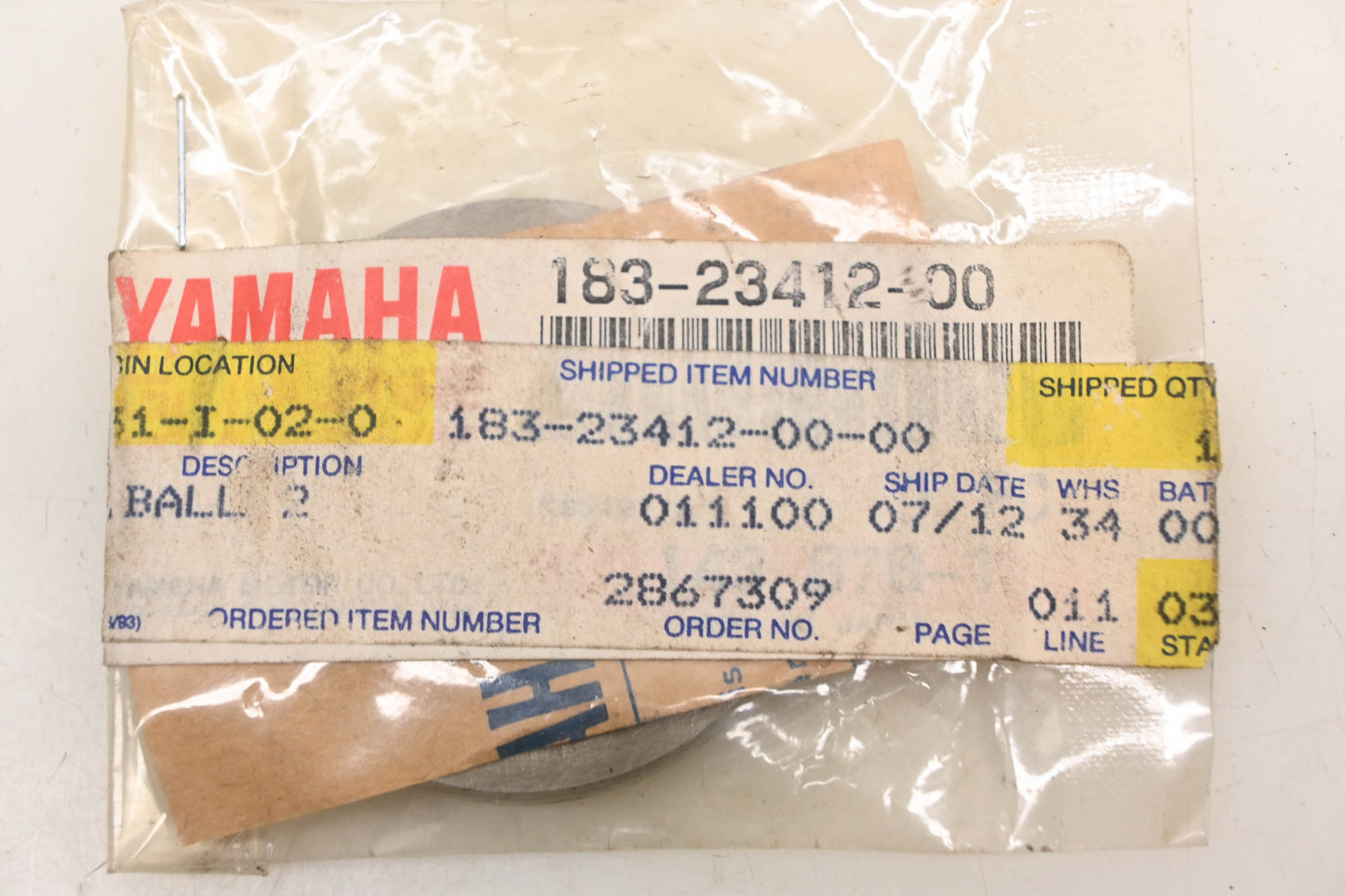 New OEM Yamaha 183-23412-00-00 Bearing Ball Race NOS