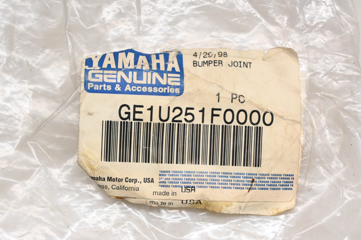 New OEM Yamaha GE1-U251F-00-00 Purple Bumper Joint NOS