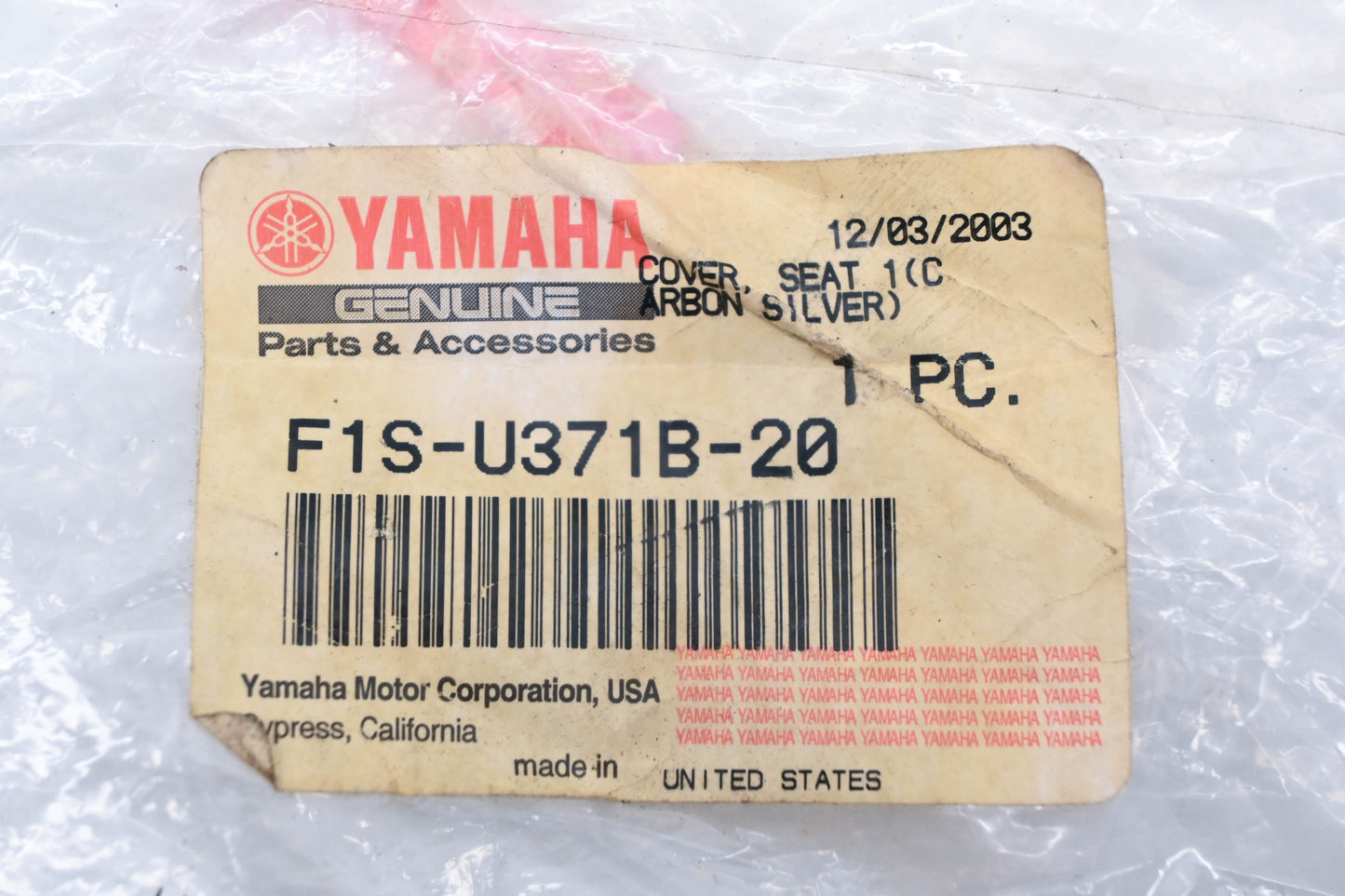 New OEM Yamaha F1S-U371B-20-00 Dark Silver Front Vinyl Seat Cover NOS