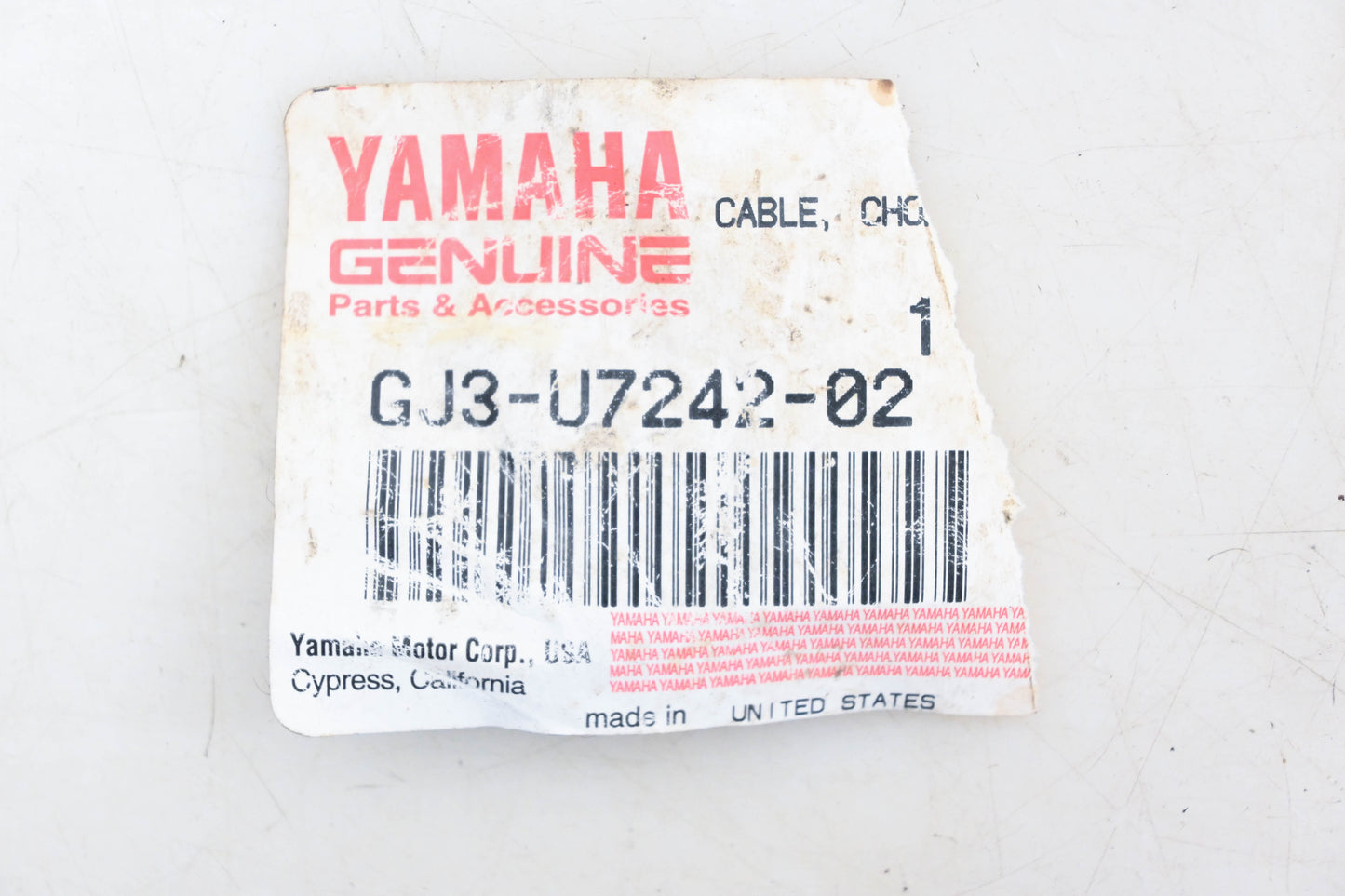 New OEM Yamaha GJ3-U7242-02-00 Choke Cable NOS