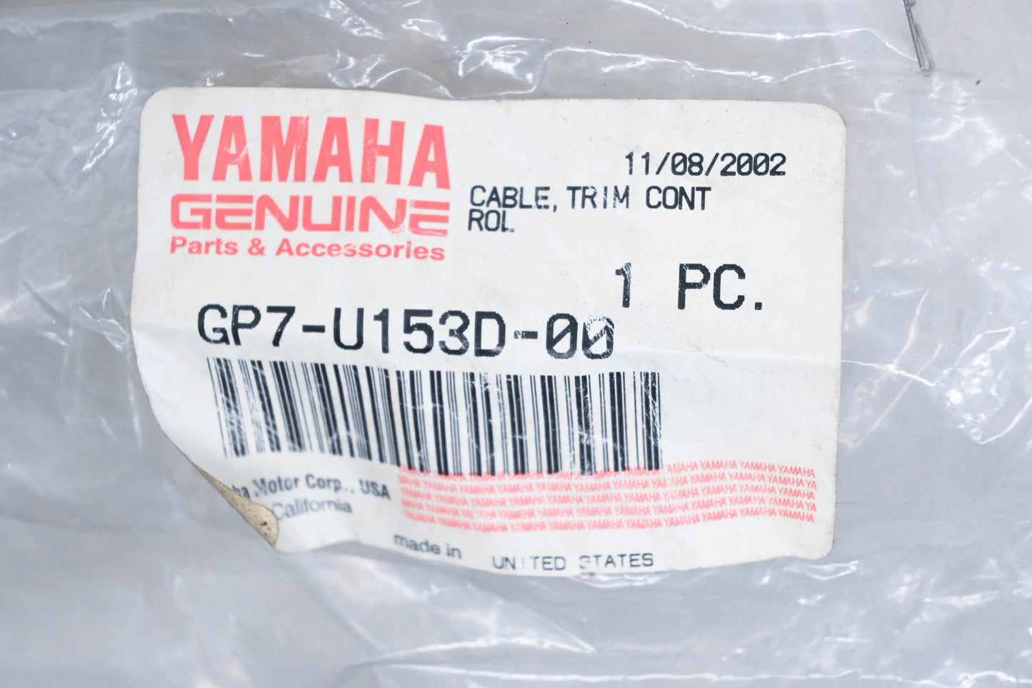 New OEM Yamaha GP7-U153D-00-00 Trim Control Cable NOS