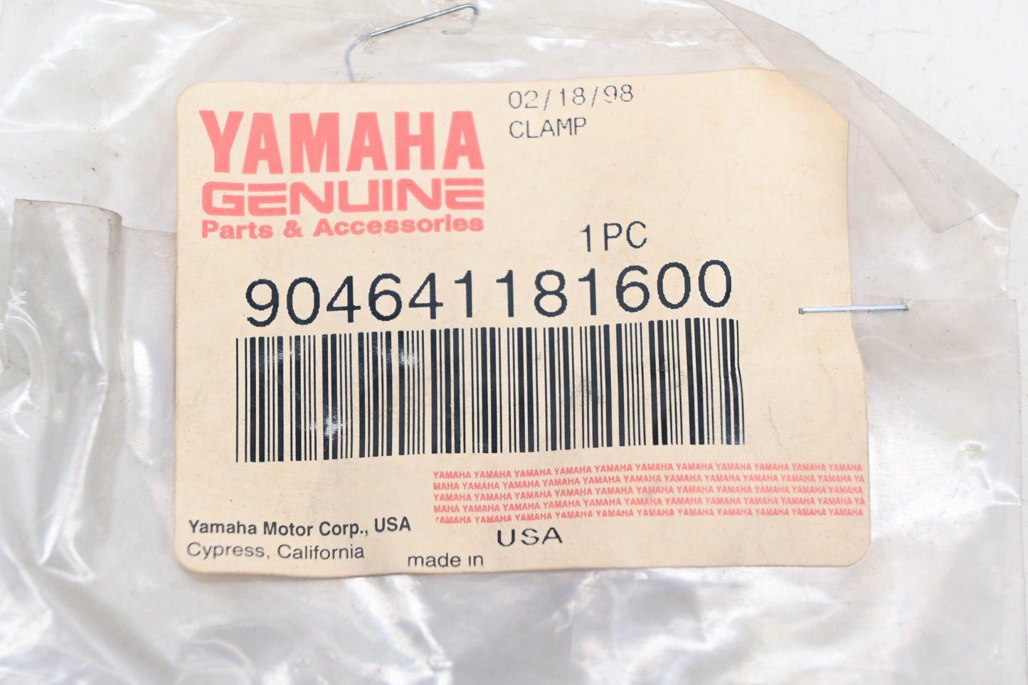 New OEM Yamaha 90464-11816-00 Clamp Clip NOS