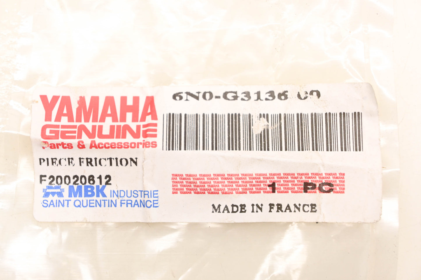 New OEM Yamaha 6N0-G3136-00-00 Clamp Friction Piece NOS