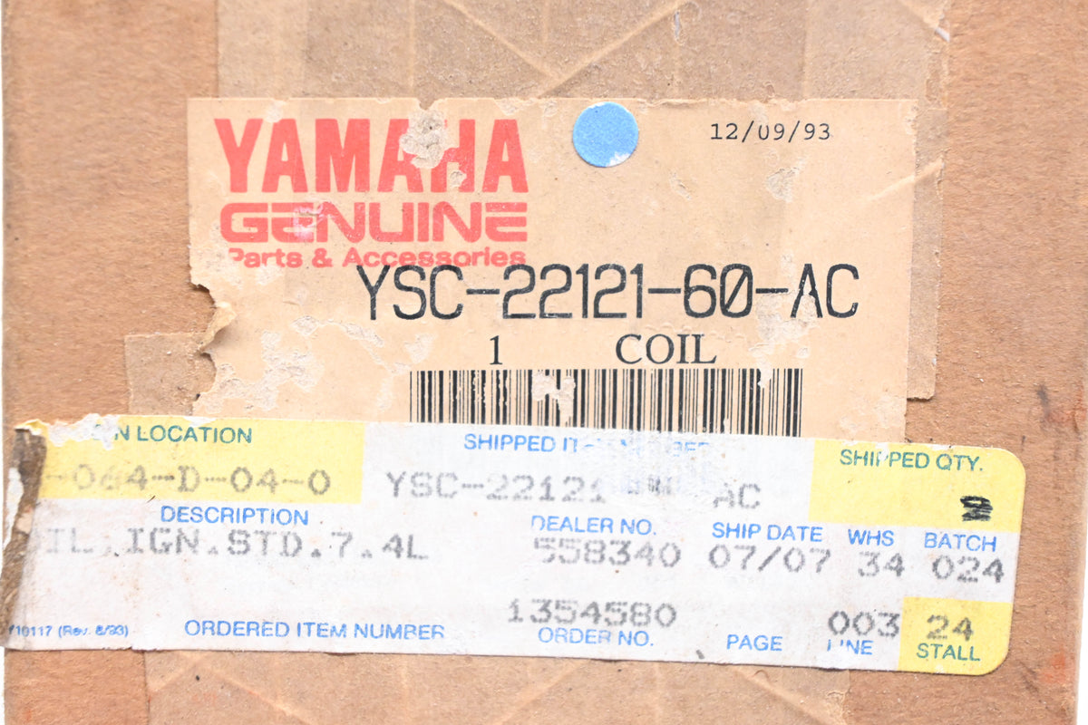 New OEM Yamaha YSC-22121-60-AC Ignition Coil Assembly NOS